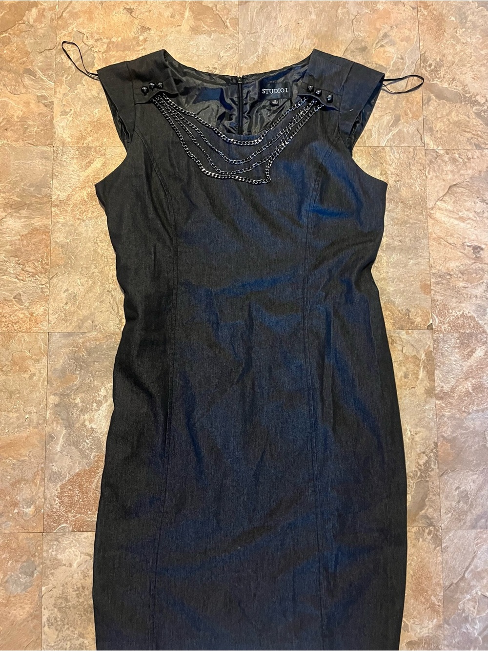 Studio 17 Black Chain-Detail Sheath Dress